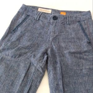 Antropologie Pilcro Linen Blend Wide Legs Pants Blue